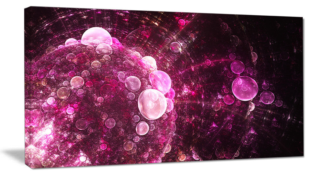 Pink on Black World Bubbles, Floral Canvas Art Print, 40x20