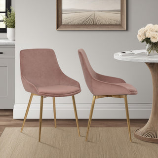 Heidi Velvet Dining Accent Chair, Blush Pink