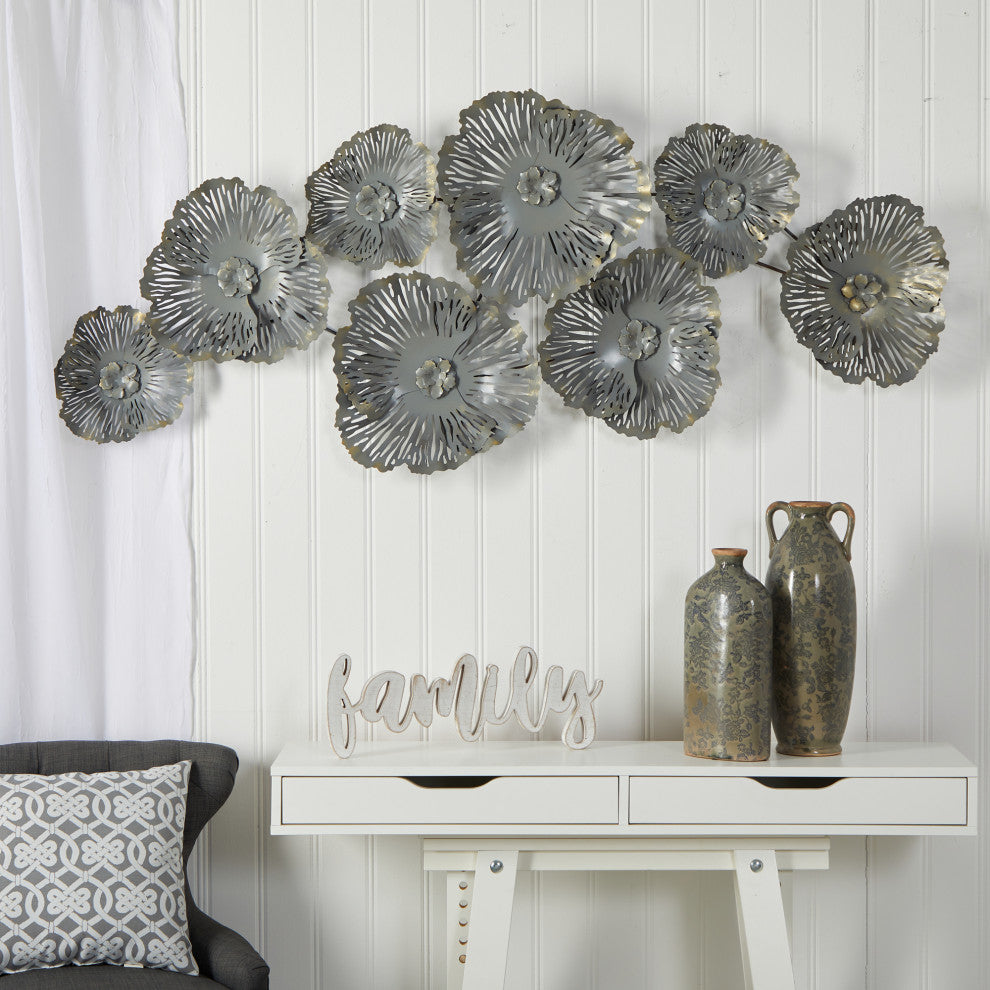 Nearly Natural 7072 5x2 Floating Metal Floral Wall Art Decor