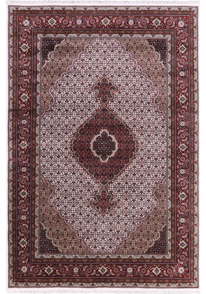 Persian Tabriz Hand Knotted Wool and Silk Rug 6' 1" X 9' 0" Q8908