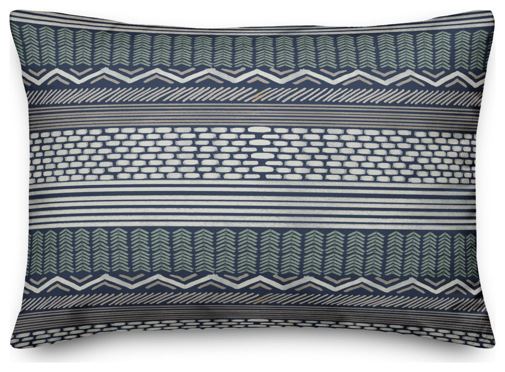 Dark Blue Boho Pattern 14x20 Indoor/Outdoor Pillow