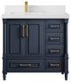 Aberdeen 36 Left Offset Bath Vanity in Hale Navy Blue  2" White Quartz