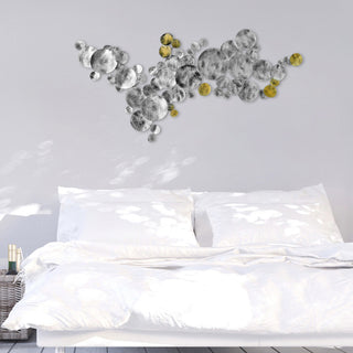 Hand Painted Etched Metal Wall Sculpture, Multi Color, Flying Discs