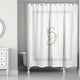 Beige and White Monogrammed Shower Curtain, B