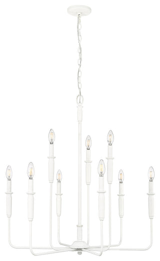 9 Light 31.9 in. Textured White Chandelier