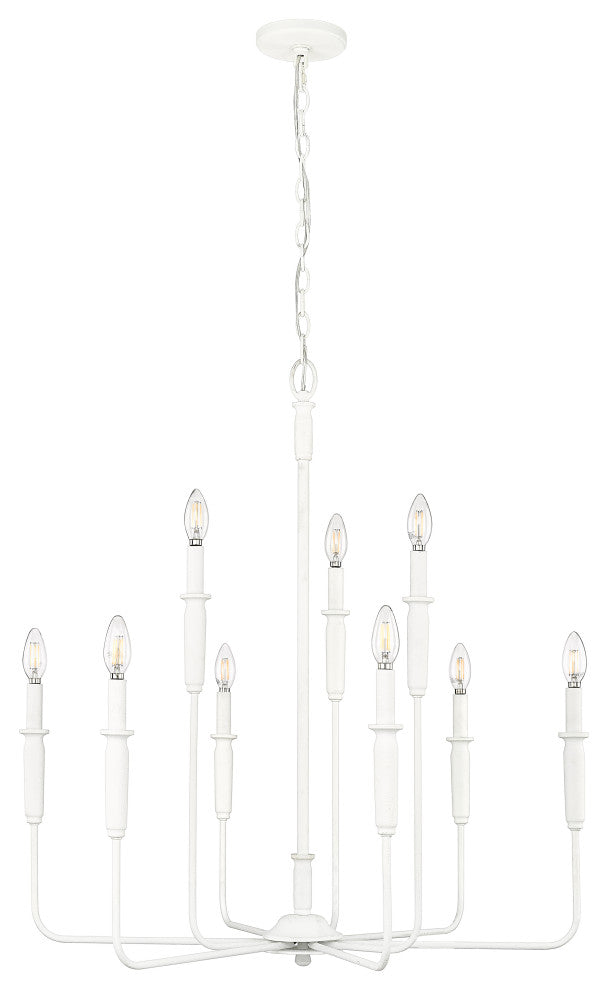 9 Light 31.9 in. Textured White Chandelier