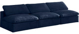 Cozy Velvet Upholstered Comfort Modular Armless Sofa, Navy