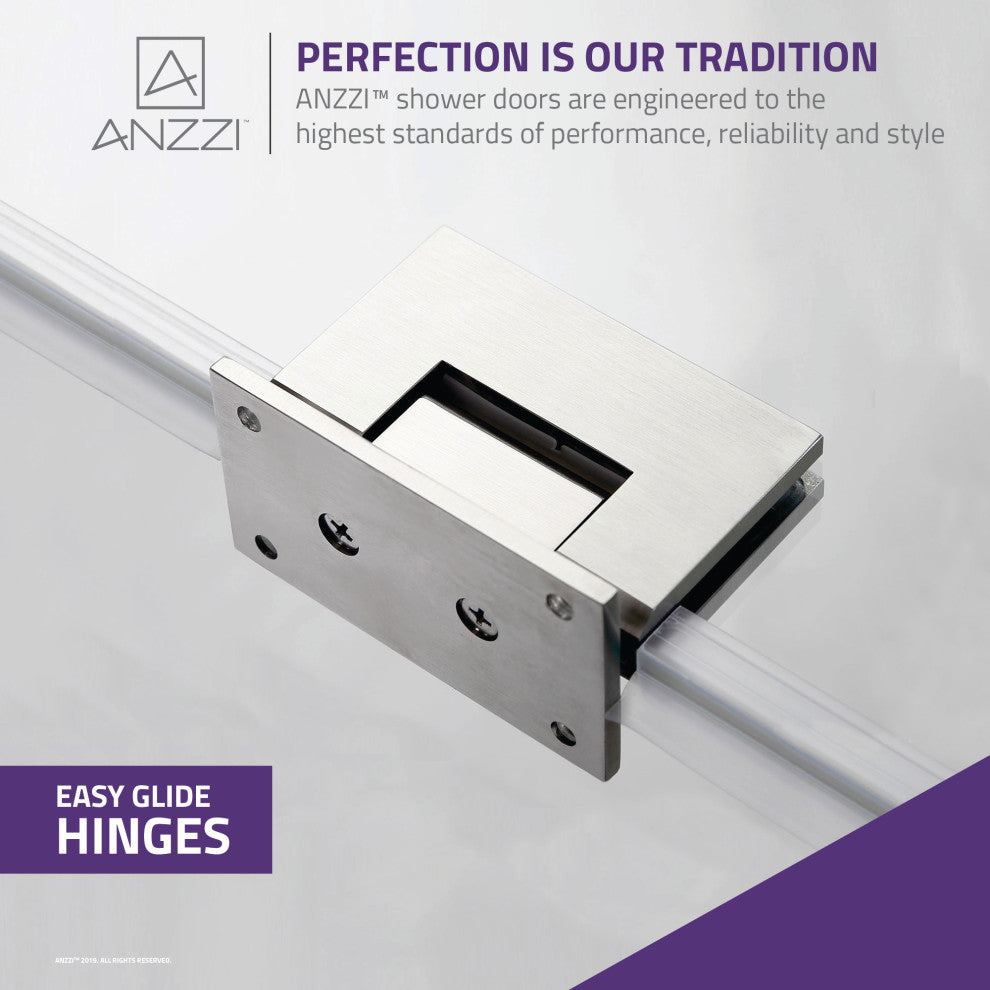 Passion Series 30 in. W x 72 in. H Frameless Hinged Shower Door in Chrome