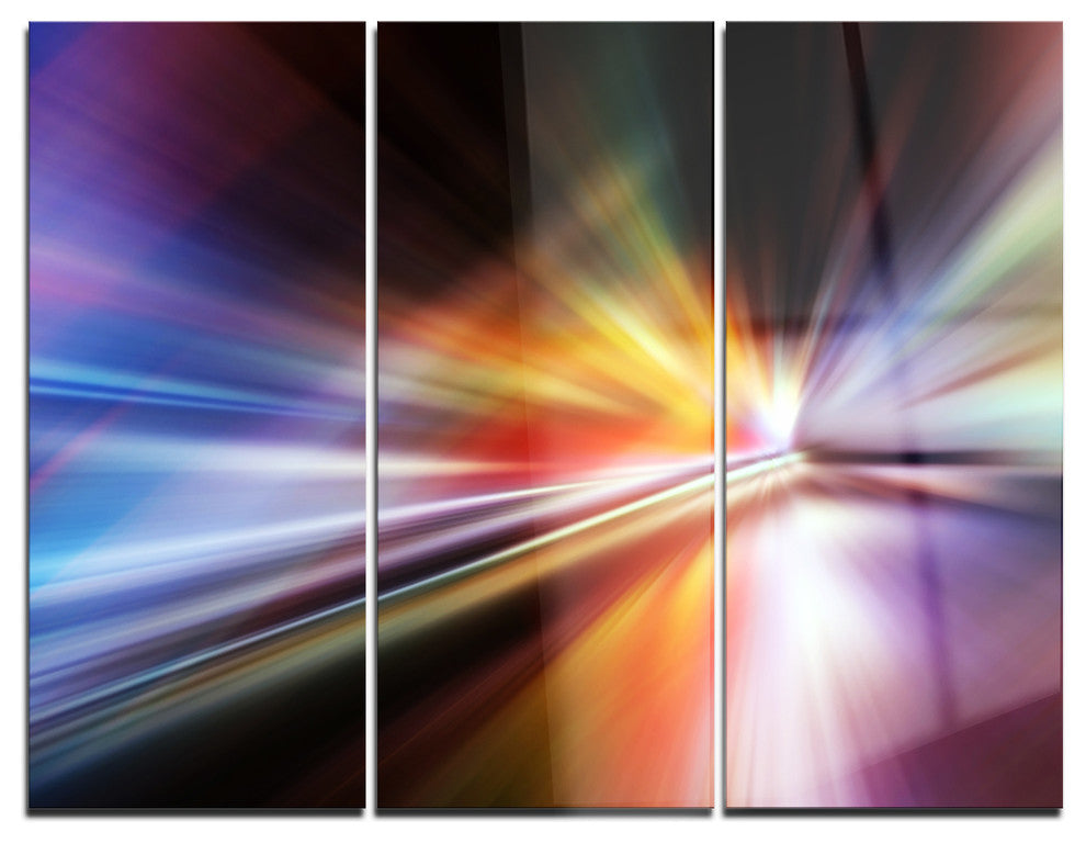 "Rays of Speed Purple" Digital Metal Wall Art, 3 Panels, 36"x28"