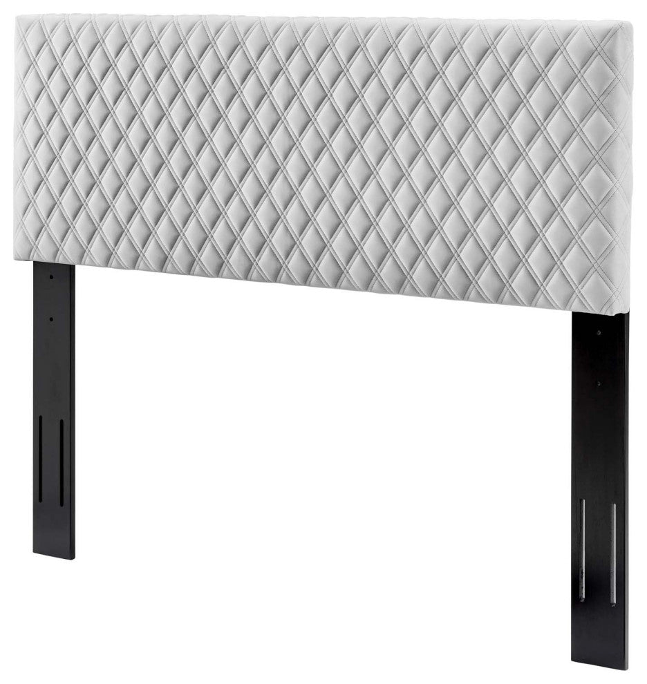 Headboard, King Size, Velvet, Light Gray, Modern Contemporary, Bedroom