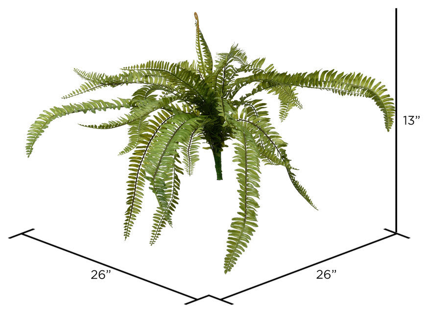 26" Artificial Green Fern Bush. , 26"