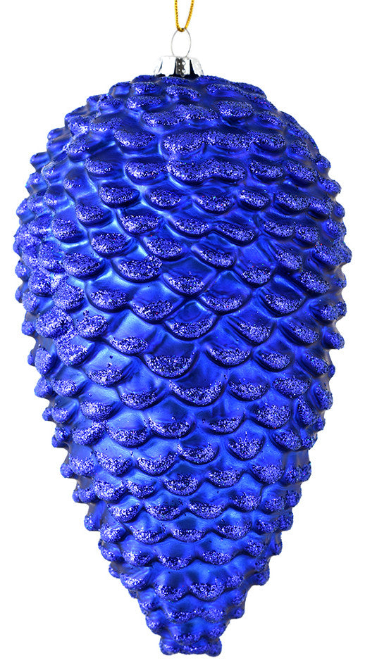Vickerman N187322D 10" Cobalt Blue Matte Glitter Pinecone Christmas Ornament