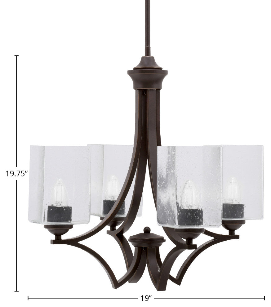 Zilo Uplight, 4 Light, Chandelier, Dark Granite Finish, 4" Clear Bubble Glass