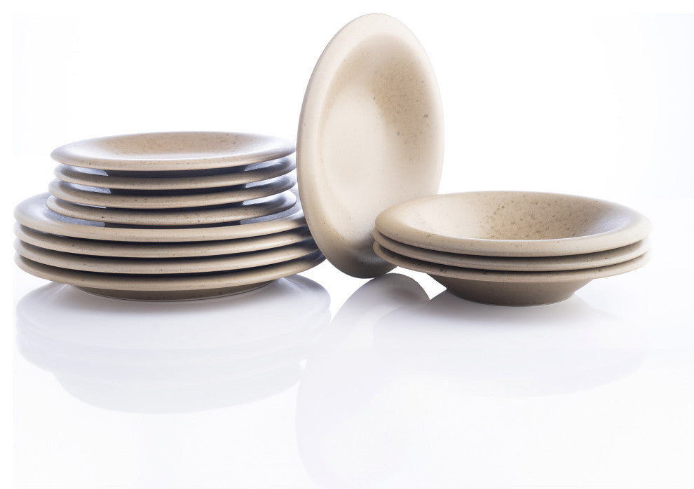 Porto by Porto by Stone Lain Aro Stoneware Dinnerware Set, Green Matte, 12-Piece