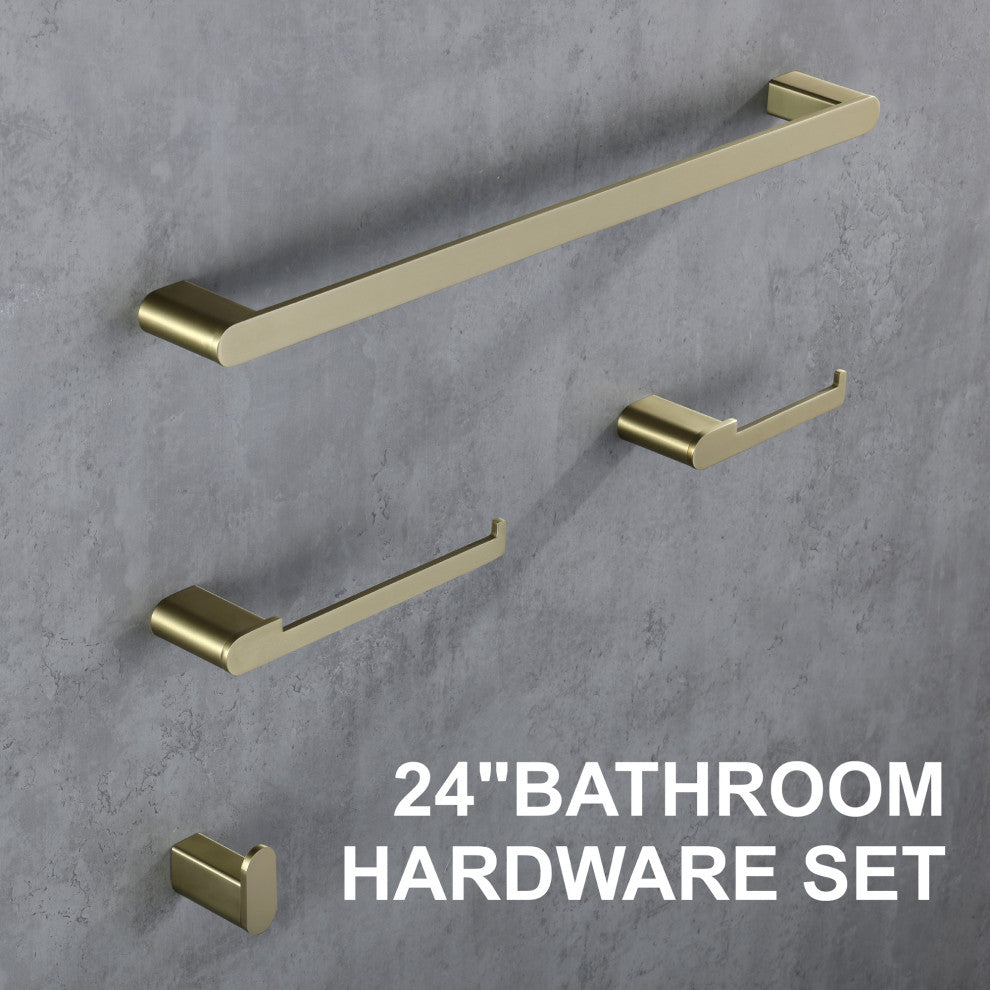 4-Piece Bathroom Wall Mount Towel Rack Set, Brushed Gold