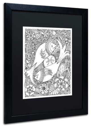 KCDoodleArt 'Fish' Art, Black Frame, Black Matte, 16"x20"