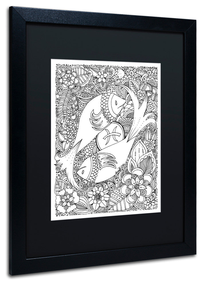 KCDoodleArt 'Fish' Art, Black Frame, Black Matte, 16"x20"