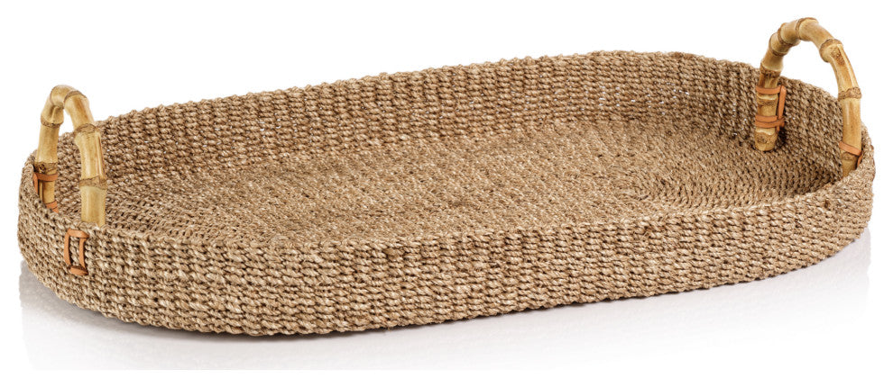 Timor Multipurpose Abaca Tray with Bamboo Handles, Large