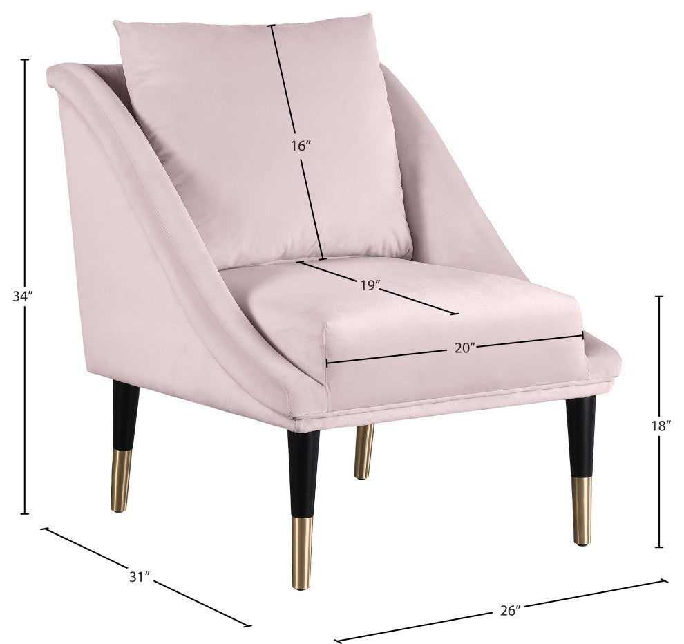 Elegante Velvet Upholstered Accent Chair, Pink