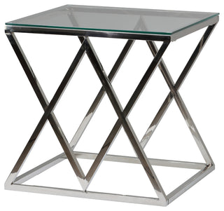Cortesi Home Gwen Contemporary Glass End Table
