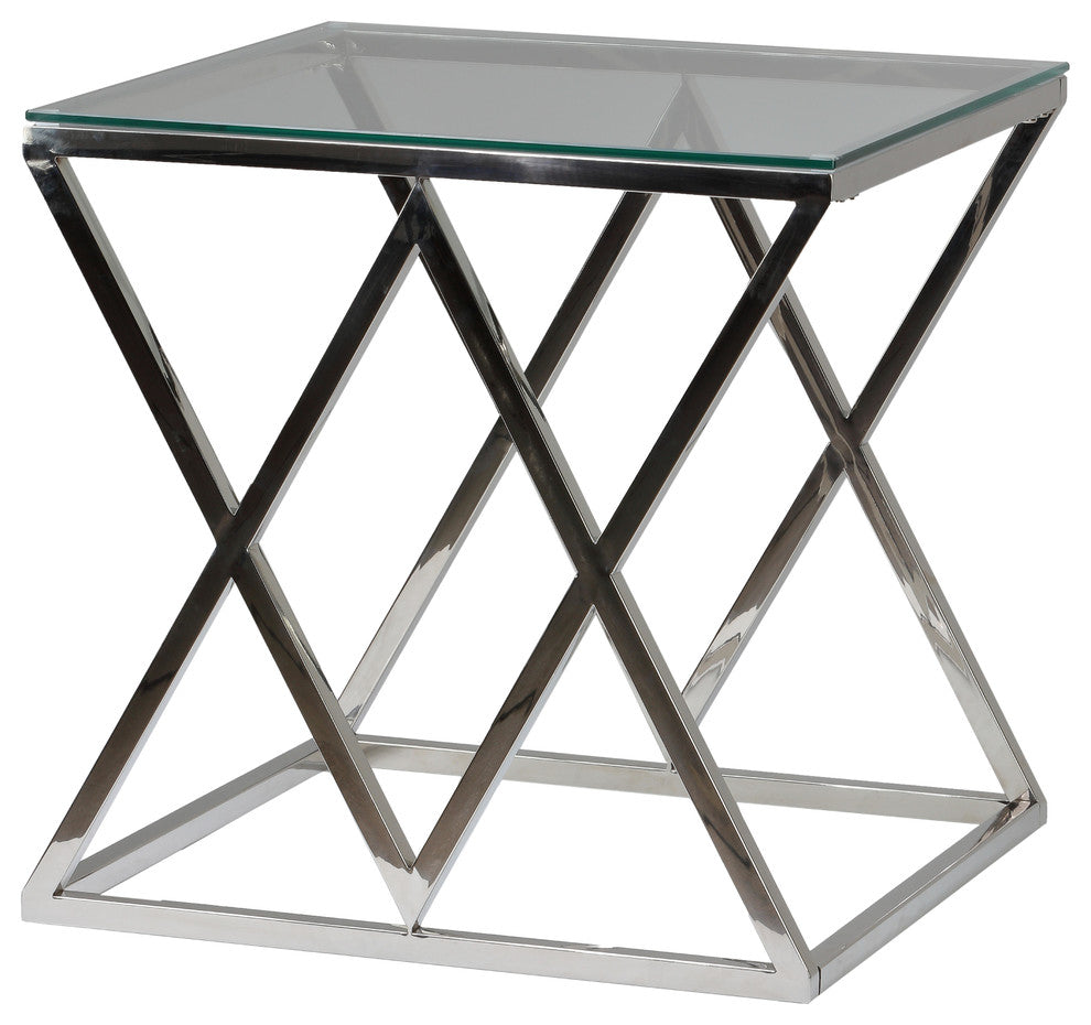 Cortesi Home Gwen Contemporary Glass End Table