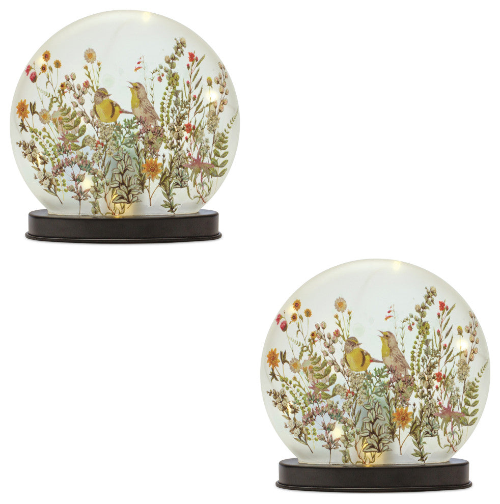 Bird and Floral Globe, 2-Piece Set