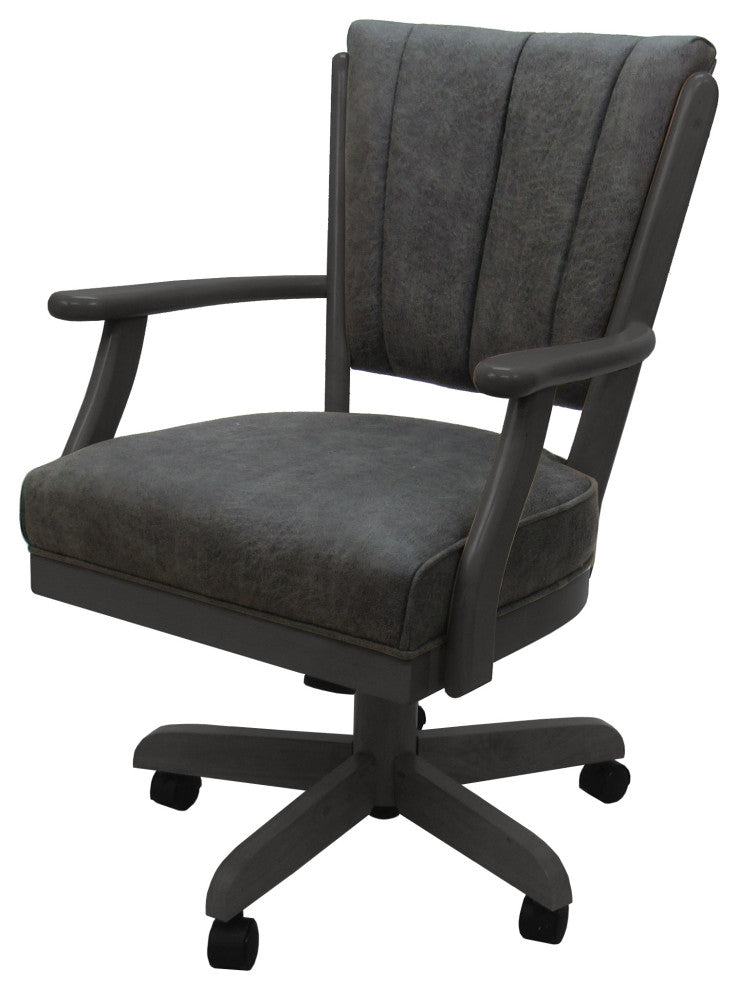 Dining Solid Wood Caster Chair on Wheels Classic, Northwest Elk Dark Gray