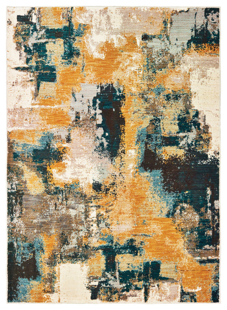 Oriental Weavers Sedona Blue/ Gold Abstract Indoor Area Rug 3'10"X5'5"