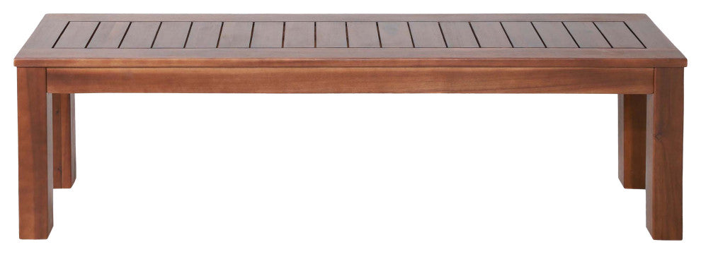 Ebany Outdoor Acacia Wood Dining Bench (Set of 2), Dark Brown