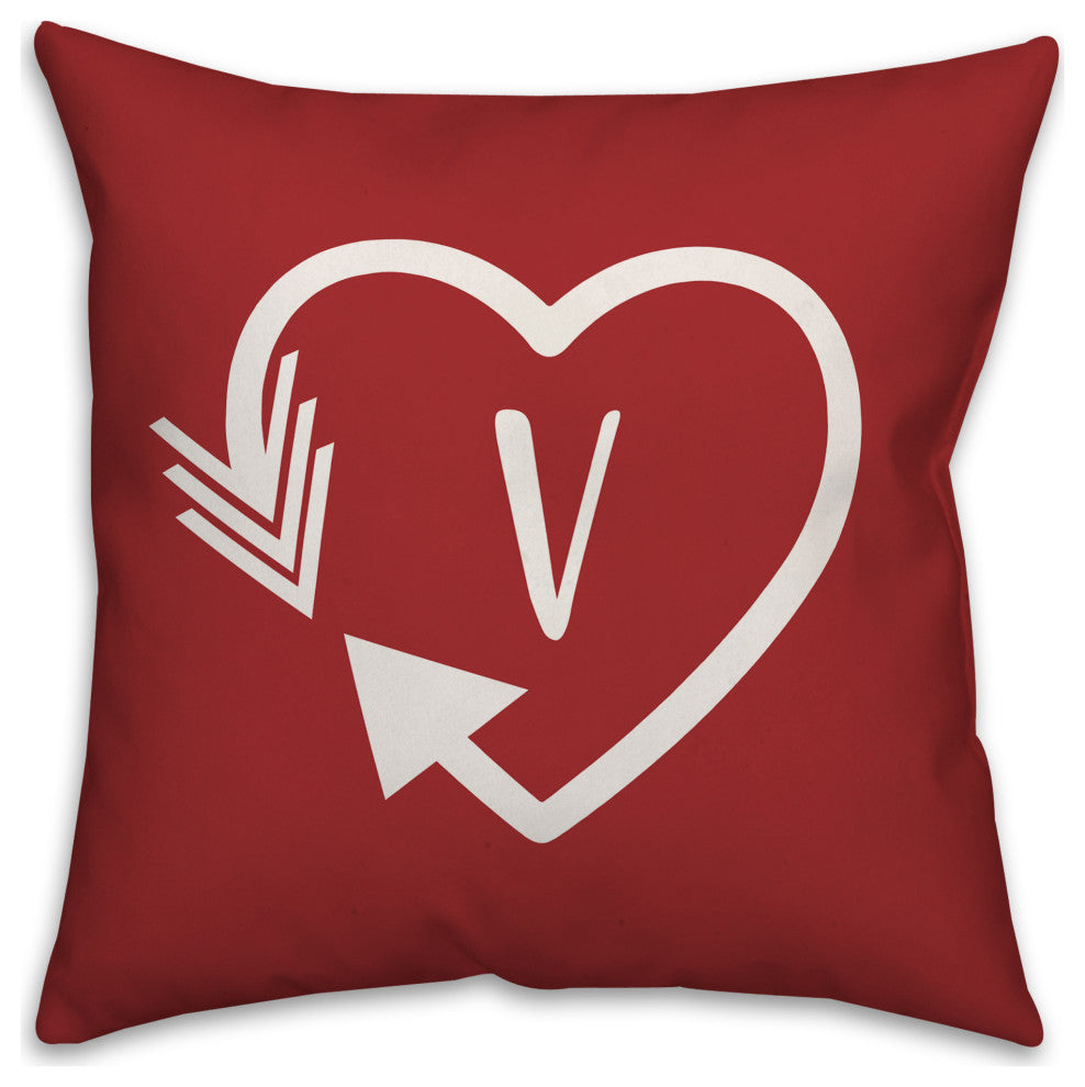 Heart Monogram - V 18x18 Indoor / Outdoor Pillow