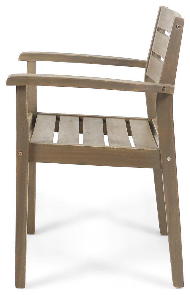 Mildred Outdoor Acacia Wood Expandable 8 Seater Dining Set, Gray