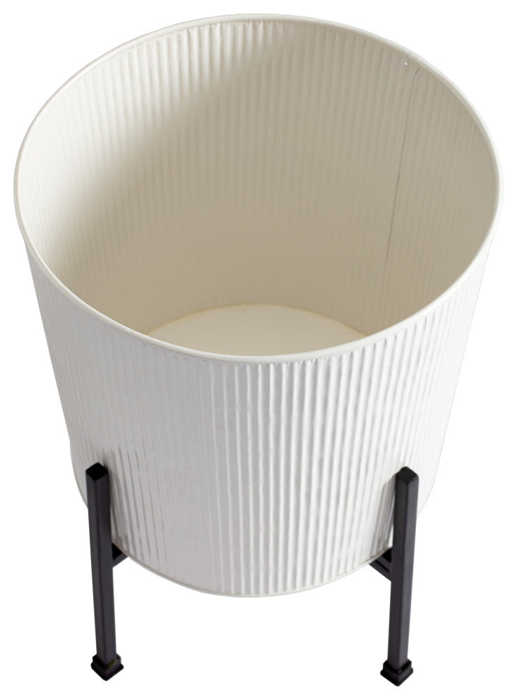 Metal Planters With Stand, 2-Piece Set, White