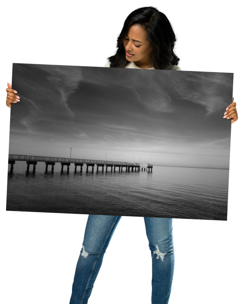 End of the Pier Landscape Photo, Beach Unframed Wall Art Print, 24" X 36"