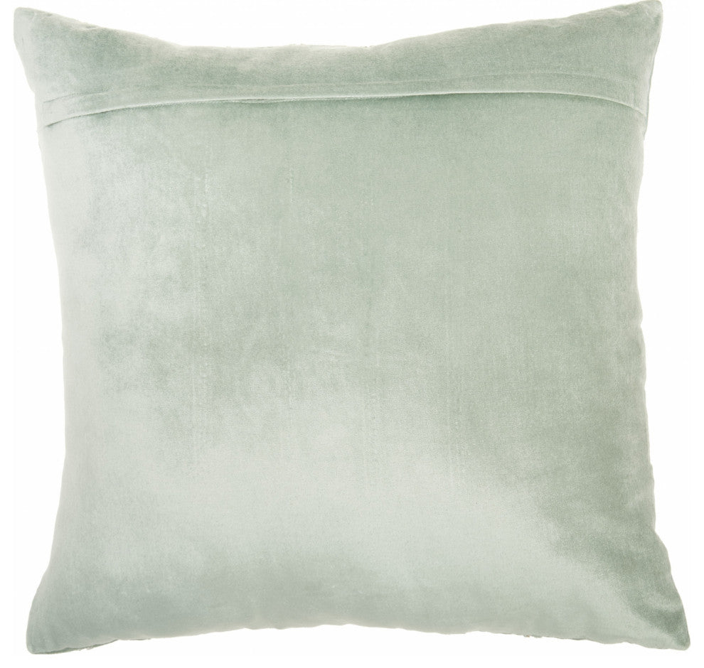 Glam Celadon Blue  and Gold Accent Throw Pillow With Beaded Details