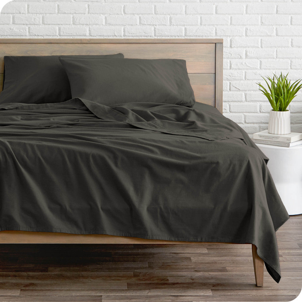 Bare Home Cotton Flannel Sheet Set, Gray, Twin Xl