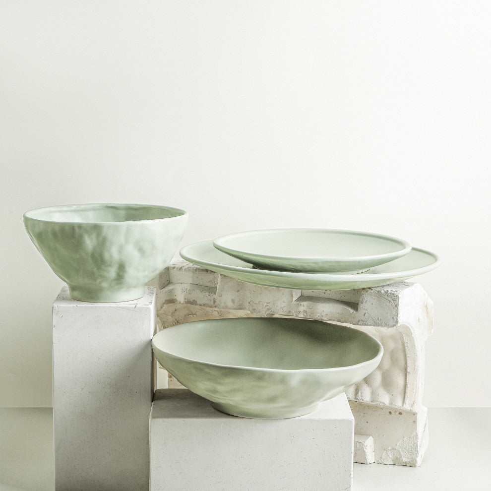 Stone by Mercer Project NENDO Stoneware 32 Piece Dinnerware Set, Sage-Grey