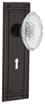 Mission Plate Single Dummy, Keyhole Crystal Victorian Knob, Timeless Bronze