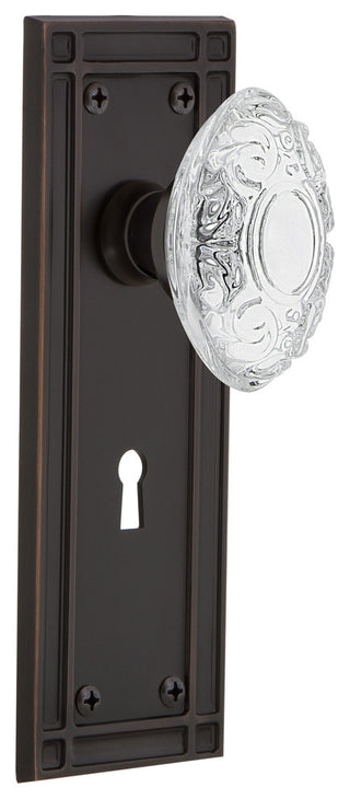 Mission Plate Single Dummy, Keyhole Crystal Victorian Knob, Timeless Bronze