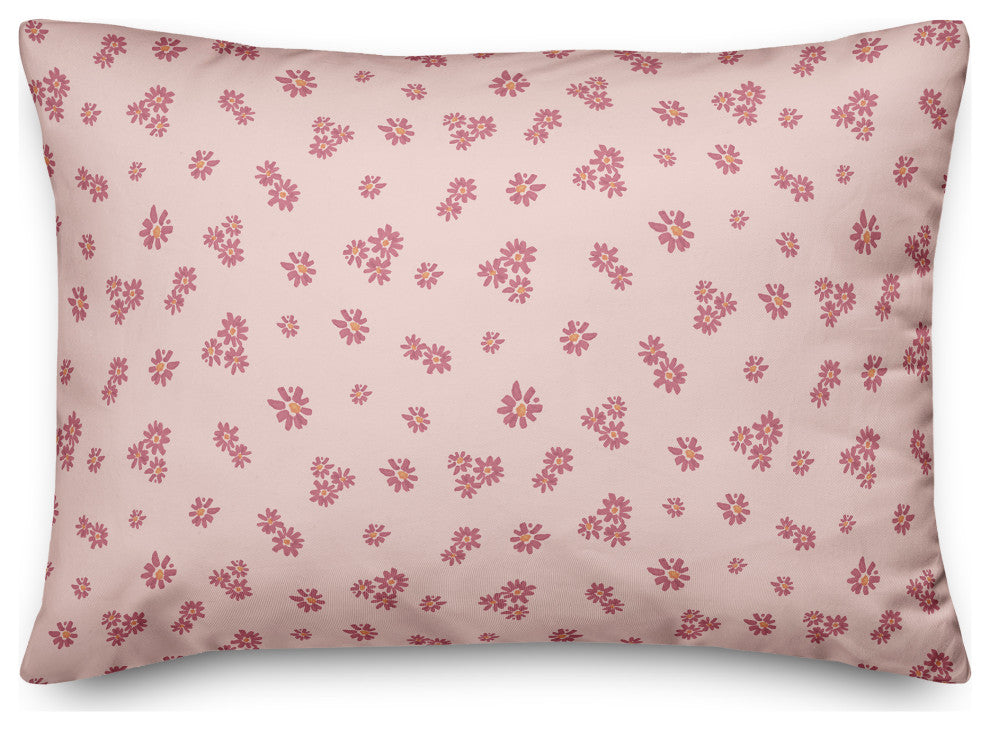 Pink Daisy Pattern 20x14 Spun Poly Pillow