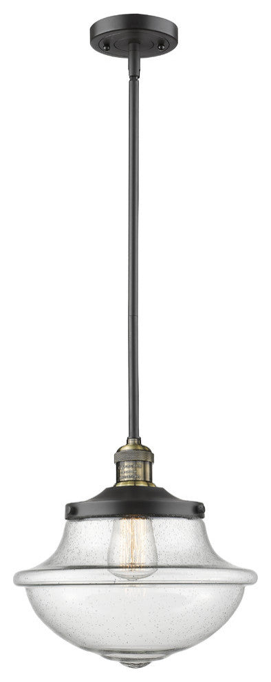 Large Oxford 1-Light Mini Pendant, Black Antique Brass, Seedy