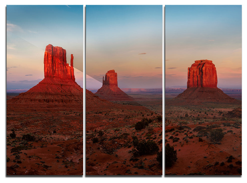 "Sunset in Monument Valley" Metal Wall Art, 3 Panels, 36"x28"