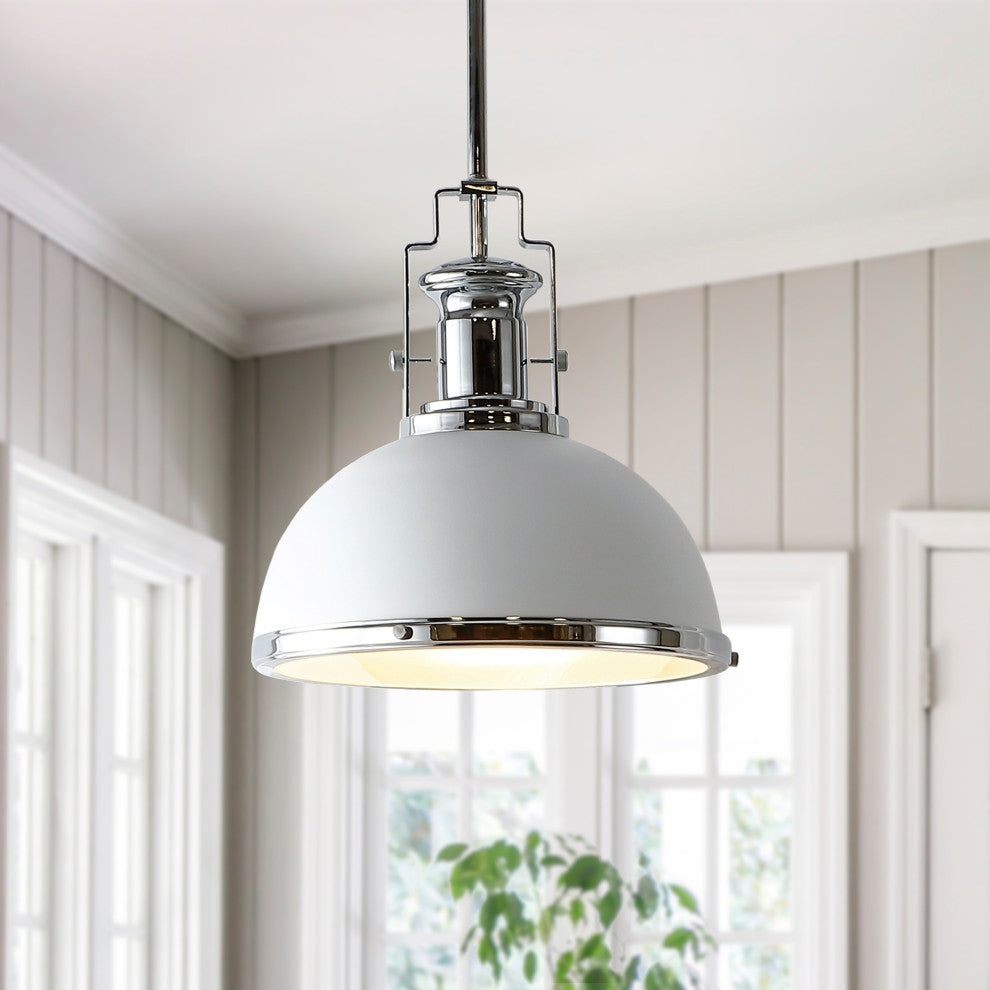 Stella Moravian Star Metal/Glass LED Flush Mount, Chrome/White, Width: 13"