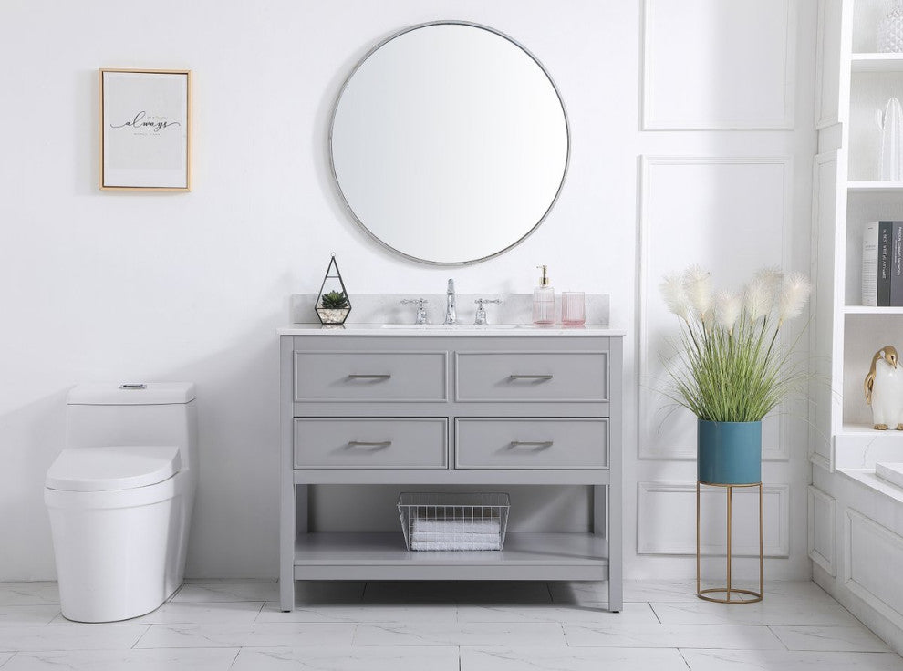 Skylar 42" Single Bathroom Vanity, Gray, With Backsplash