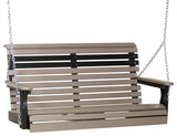 Poly Plain Porch Swing, Weatherwood & Black, 4 Foot