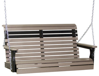 Poly Plain Porch Swing, Weatherwood & Black, 4 Foot