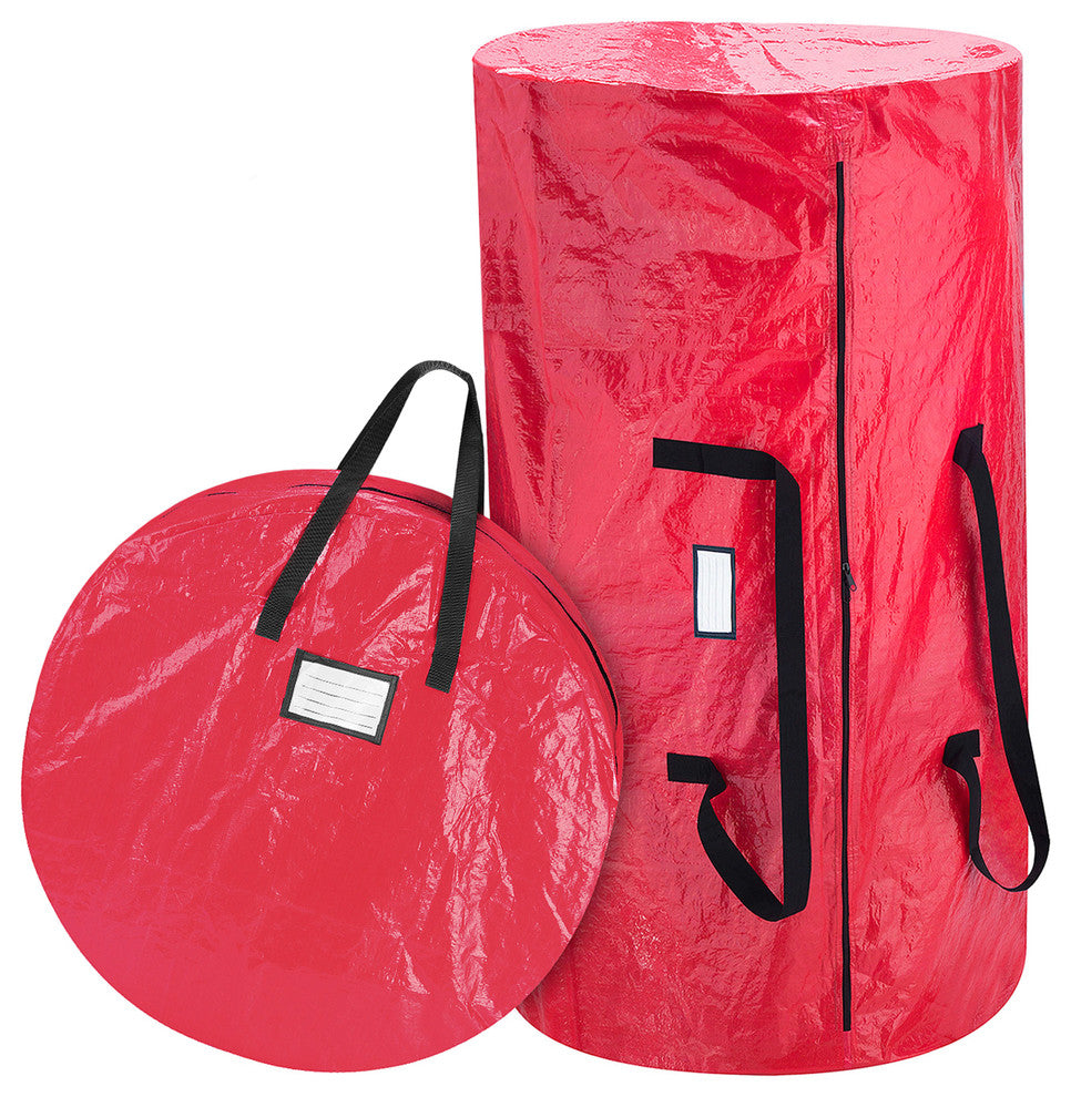 Christmas Tree and Wreath Combo Storage Bag, Up to 9' Tree by Elf Stor, Red