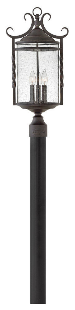 Hinkley Outdoor Casa Post Top/Pier Mount, Olde Black With Clear Seedy
