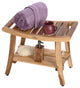 EcoDecors EarthyTeak Harmony 24" Teak Shower Bench With Shelf And LiftAide Arms