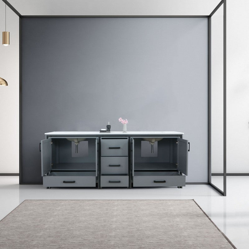 Ziva Transitional Dark Grey 84" Double Vanity, Cultured Marble Top