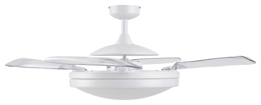 Fanaway Evo2 Retractable 4-Blade Lighting Ceiling Fan, Brushed White